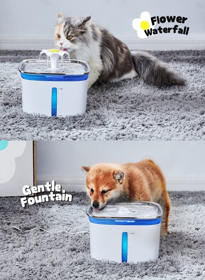 Veken Innovation Award Winner 95oz/2.8L Cat Water Fountain with Stainless Steel Lid, Automatic Pet Fountain Dog Water Dispenser with Replacement Filters for Cats, Dogs (Silver, Stainless Steel) - Image 2